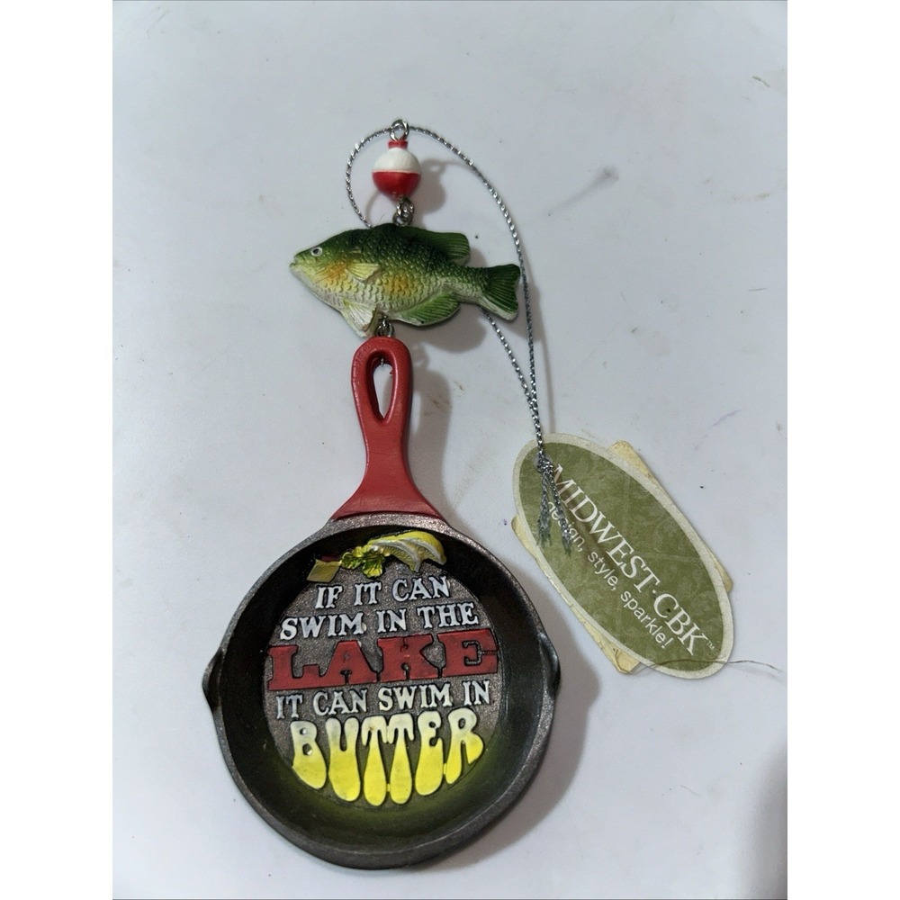 Christmas Tree Ornament,Fish in pan,RED SHED